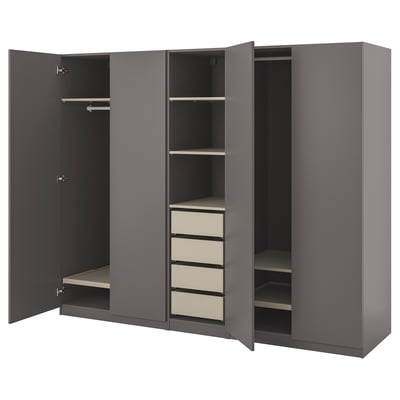 PAX / FORSAND Schrankkombination, dunkelgrau graubeige/dunkelgrau, 250x60x201 cm
