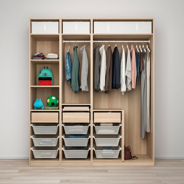 PAX / FORSAND Schrankkombination, Eicheneff wlas/Eicheneff wlas, 200x60x236 cm