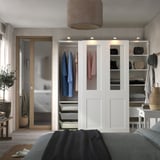 PAX / GRIMO Kleiderschrank mit Schiebetüren, weiß/Klarglas weiß, 200x66x201 cm