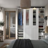 PAX / GRIMO Kleiderschrank mit Schiebetüren, weiß/Klarglas weiß, 200x66x236 cm