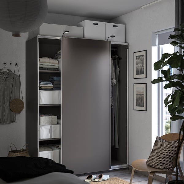 PAX / HASVIK Kleiderschrank, dunkelgrau/dunkelgrau, 150x66x201 cm