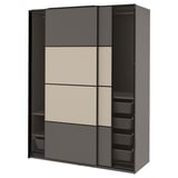 PAX / MEHAMN Kleiderschrank, doppelseitig dunkelgrau/graubeige, 150x66x201 cm
