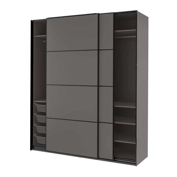 PAX / MEHAMN Kleiderschrank, dunkelgrau/doppelseitig dunkelgrau, 200x66x236 cm