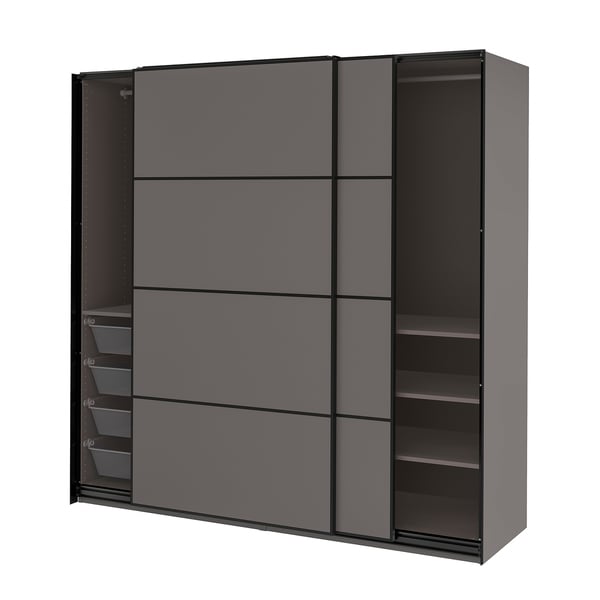 PAX / MEHAMN Kleiderschrank, dunkelgrau/doppelseitig dunkelgrau, 200x66x201 cm