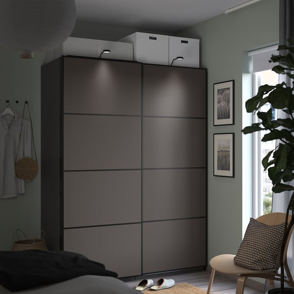 PAX / MEHAMN Kleiderschrank, dunkelgrau/doppelseitig dunkelgrau, 150x66x201 cm
