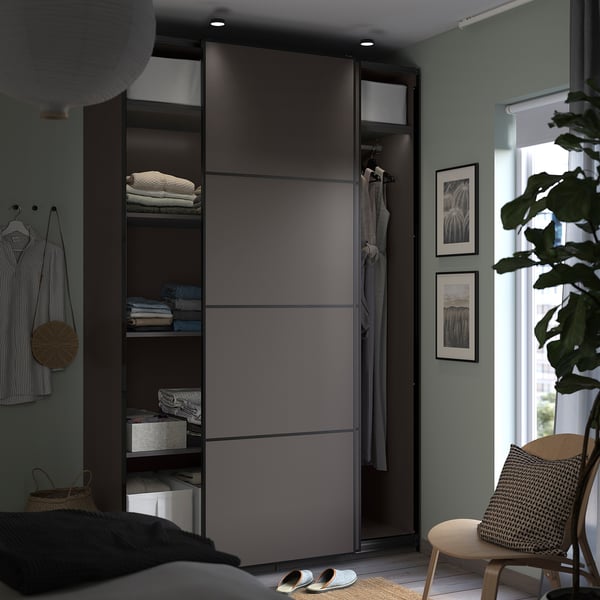 PAX / MEHAMN Kleiderschrank, dunkelgrau/doppelseitig dunkelgrau, 150x66x236 cm
