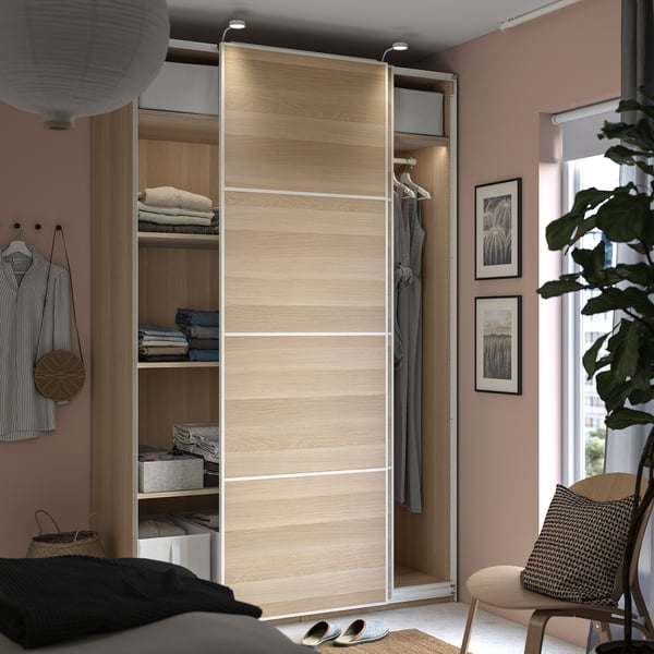 PAX / MEHAMN Kleiderschrank, Eicheneff wlas/doppelseitig Eicheneff wlas, 150x66x236 cm