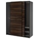 PAX / MEHAMN Kleiderschrank mit Schiebetüren, dunkelgrau schwarz/doppelseitig Eichenachbildung dunkelbraun, 150x66x201 cm