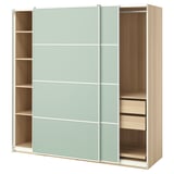 PAX / MEHAMN Kleiderschrank mit Schiebetüren, Eicheneff wlas/doppelseitig hellgrün, 200x66x201 cm