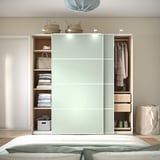 PAX / MEHAMN Kleiderschrank mit Schiebetüren, Eicheneff wlas/doppelseitig hellgrün, 200x66x201 cm