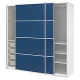 PAX / MEHAMN Kleiderschrank mit Schiebetüren, weiß weiß/doppelseitig blau, 200x66x201 cm