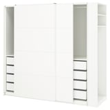 PAX / MEHAMN Kleiderschrank mit Schiebetüren, weiß weiß/doppelseitig weiß, 220x66x201 cm