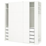 PAX / MEHAMN Kleiderschrank mit Schiebetüren, weiß weiß/doppelseitig weiß, 220x66x236 cm