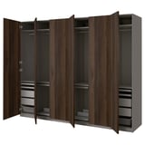 PAX / STORKLINTA Schrankkombination, dunkelgrau/dunkelbraun gebeizter Eicheneffekt, 300x60x236 cm