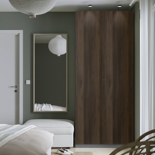 PAX / STORKLINTA Schrankkombination, dunkelgrau/dunkelbraun gebeizter Eicheneffekt, 100x60x236 cm