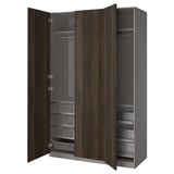PAX / STORKLINTA Schrankkombination, dunkelgrau/dunkelbraun gebeizter Eicheneffekt, 150x60x236 cm