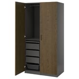 PAX / TONSTAD Schrankkombination, dunkelgrau/braun gebeiztes Eichenfurnier, 100x60x201 cm