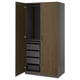 Option: PAX / TONSTAD Schrankkombination, dunkelgrau/braun gebeiztes Eichenfurnier, 100x60x201 cm