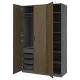 PAX / TONSTAD Schrankkombination, dunkelgrau/braun gebeiztes Eichenfurnier, 150x60x236 cm