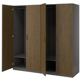 PAX / TONSTAD Schrankkombination, dunkelgrau/braun gebeiztes Eichenfurnier, 200x60x201 cm