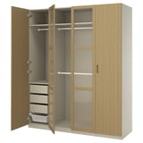 PAX / TONSTAD Schrankkombination, graubeige/Eichenfurnier Glas, 200x60x236 cm