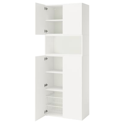 PLATSA Aufbewahrung mit Türen, weiß/Fonnes weiß, 80x42x221 cm