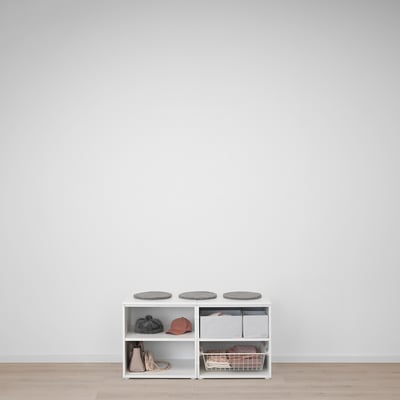 PLATSA Banktruhe, weiß/Sannidal weiß, 120x57x63 cm
