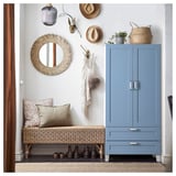 PLATSA Kleiderschrank m 2 Türen+2Schubl., weiß/Sannidal blau, 80x42x173 cm