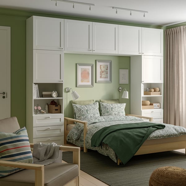 PLATSA Kleiderschrank m 7 Türen+6Schubl., weiß/Sannidal weiß, 300x42x241 cm