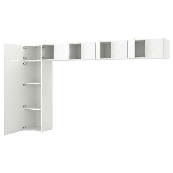 PLATSA Kleiderschrank mit 10 Türen, Fonnes weiß, 380x42x221 cm