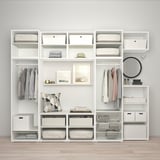 PLATSA Kleiderschrank mit 10 Türen, weiß/Skatval dunkelgrau, 300x57x243 cm