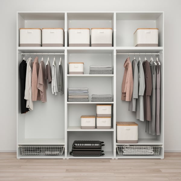 PLATSA Kleiderschrank mit 12 Türen, weiß/Fonnes weiß, 240x57x251 cm