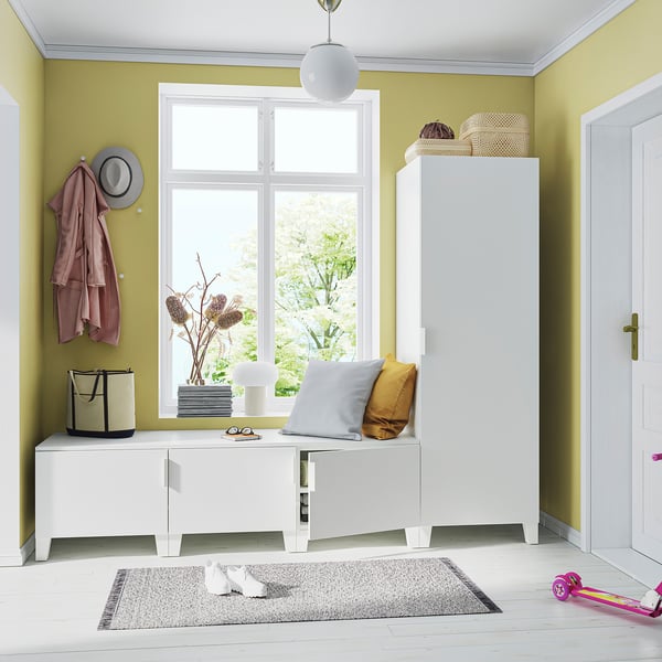 PLATSA Kleiderschrank mit 4 Türen, weiß/Fonnes weiß, 240x57x191 cm