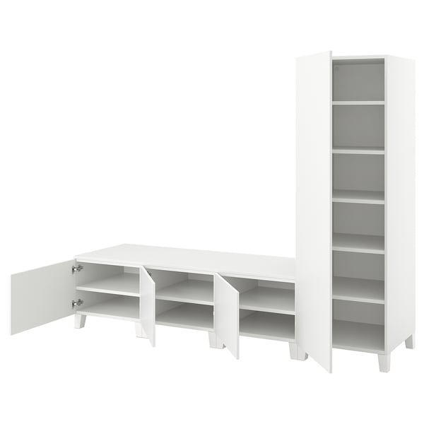 PLATSA Kleiderschrank mit 4 Türen, weiß/Fonnes weiß, 240x57x191 cm