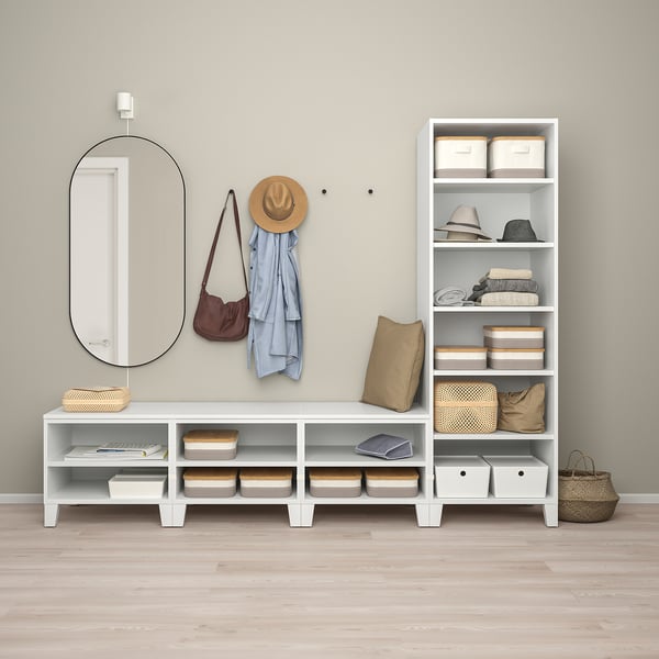 PLATSA Kleiderschrank mit 4 Türen, weiß/Fonnes weiß, 240x57x191 cm