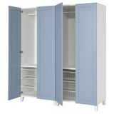 PLATSA Kleiderschrank mit 4 Türen, weiß/Sannidal blau, 160x57x191 cm