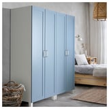 PLATSA Kleiderschrank mit 4 Türen, weiß/Sannidal blau, 160x57x191 cm