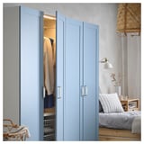 PLATSA Kleiderschrank mit 4 Türen, weiß/Sannidal blau, 160x57x191 cm