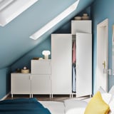 PLATSA Kleiderschrank mit 6 Türen, weiß/Fonnes weiß, 240x57x231 cm