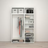PLATSA Kleiderschrank mit 6 Türen, weiß STRAUMEN Spiegelglas/SANNIDAL weiß, 140x57x221 cm