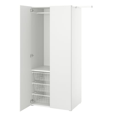 PLATSA Schrank mit 2 Türen, weiß/Fonnes weiß, 110-127x57x181 cm