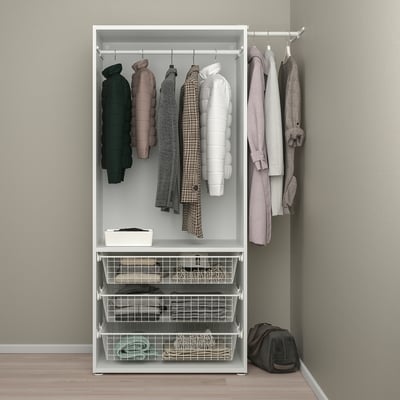 PLATSA Schrank mit 2 Türen, weiß/Fonnes weiß, 110-127x57x181 cm