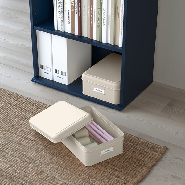 PLOGFÅRA Box mit Deckel 2er-Set, hellbeige