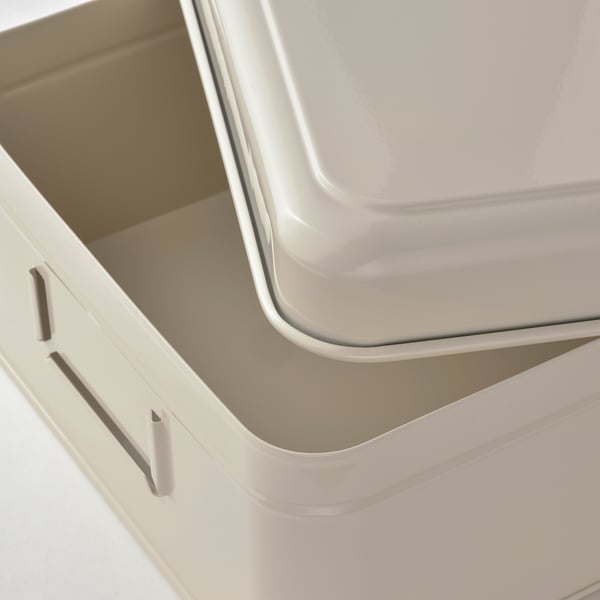 PLOGFÅRA Box mit Deckel 2er-Set, hellbeige