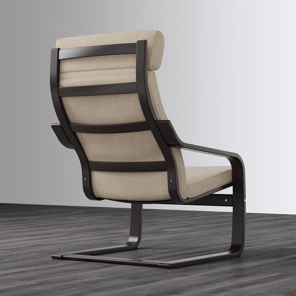 POÄNG Sessel, schwarzbraun/Hillared beige