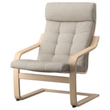 POÄNG Sessel und Hocker, Eichenfurnier weiß lasiert/Gunnared beige