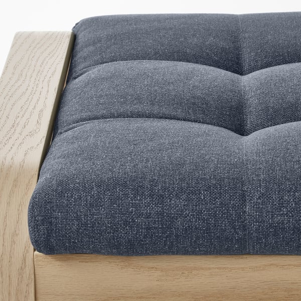 POÄNG Sessel und Hocker, Eichenfurnier weiß lasiert/Gunnared blau