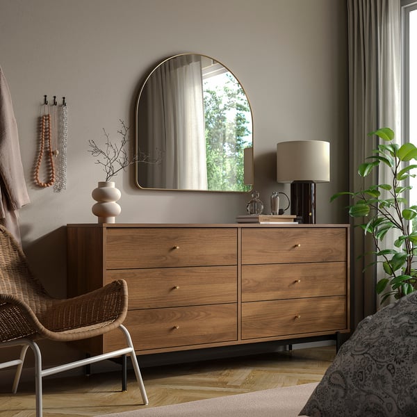 RÅDMANSÖ Kommode mit 6 Schubladen, braun Nussbaumnachbildung, 159x48x81 cm