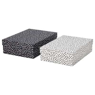 RÄTTAREN Box mit Deckel 2er-Set, schwarz/weiß