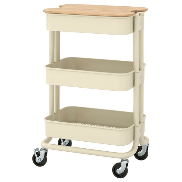 RÅSKOG / NORRÅVA Servierwagen mit Abdeckung, beige, 28x38x62 cm
